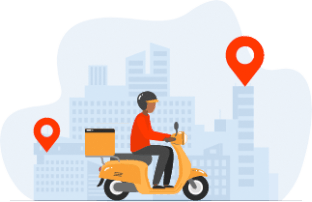 Illustration of a rider choosing a schedule and location