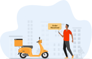 Illustration of a rider checking earnings for an order