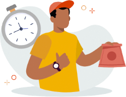 Illustration of someone enjoying their delivered meal